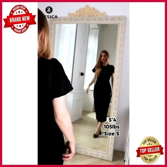 Bodycon Midi Dress Elegant Formal Cocktail Party Wedding Guest Retro Puff - Picture 7 of 7